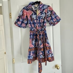 Band Of The Free Floral Mini Dress in Blue and Pink Size Small